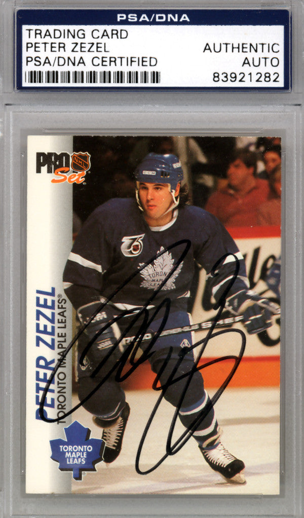 Peter Zezel Autographed 1992-93 Pro Set Card #187 Toronto Maple Leafs PSA/DNA #83921282
