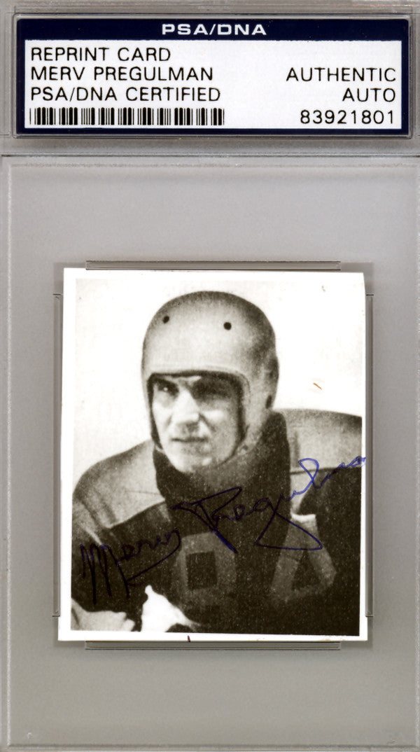 Merv Pregulman Autographed 1948 Bowman Reprint Card Detroit Lions PSA/DNA #83921801
