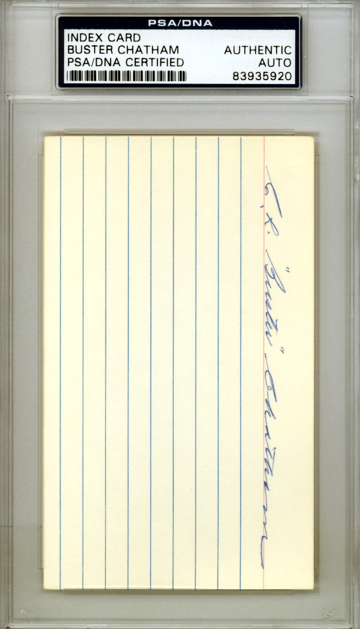 Charles L. "Buster" Chatham Autographed 3x5 Index Card Boston Braves PSA/DNA #83935920