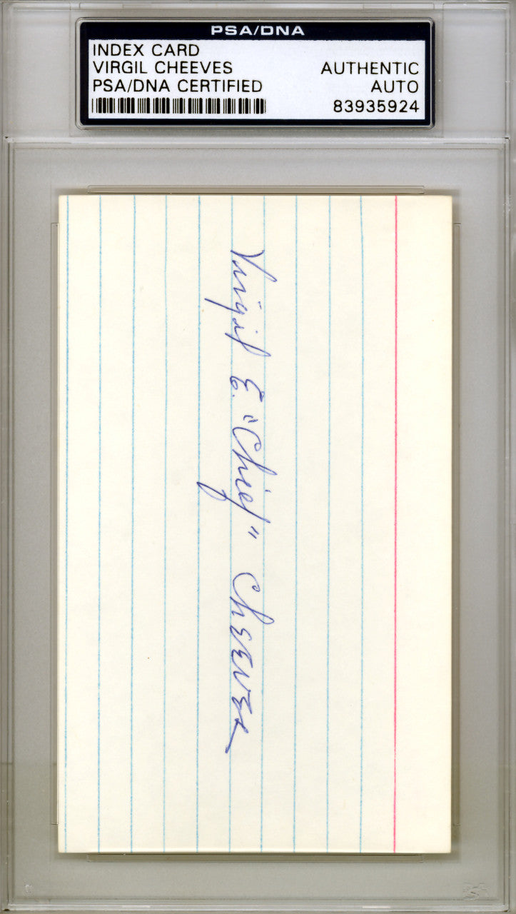 Virgil "Chief" Cheeves Autographed 3x5 Index Card Chicago Cubs PSA/DNA #83935924