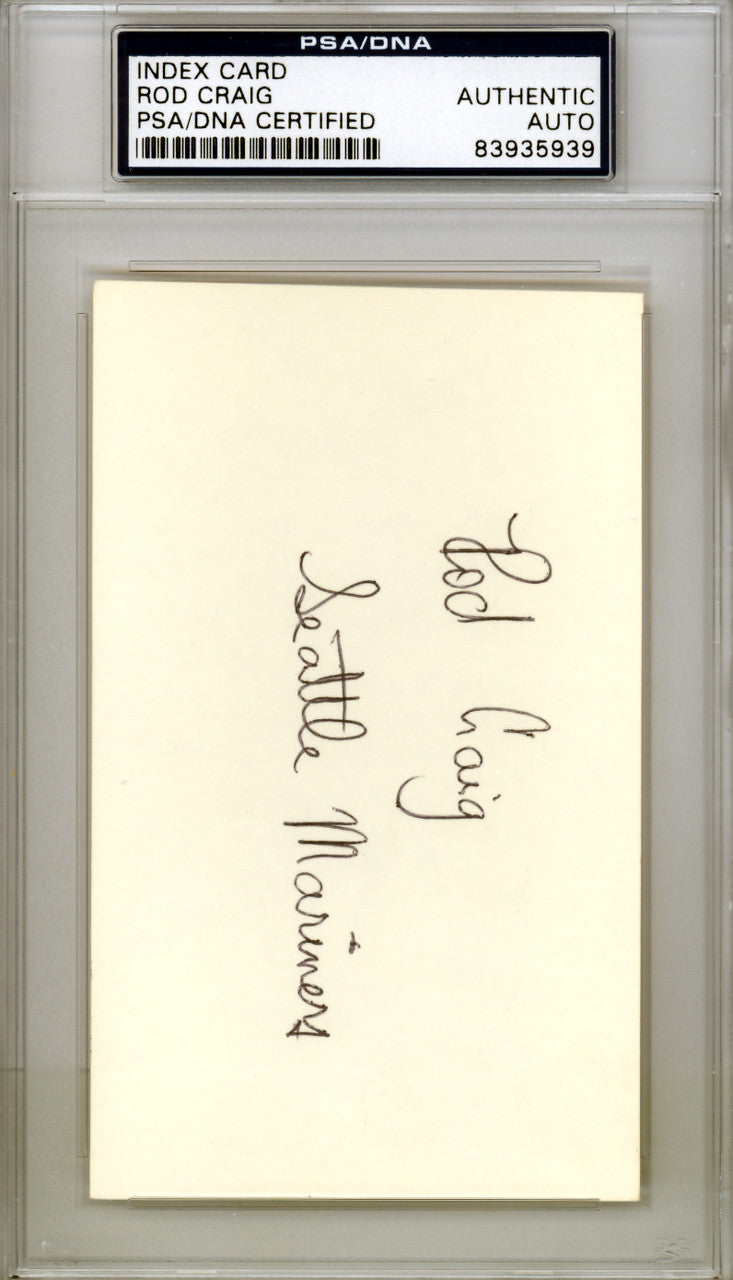 Rod Rodney Craig Autographed 3x5 Index Card Seattle Mariners PSA/DNA #83935939
