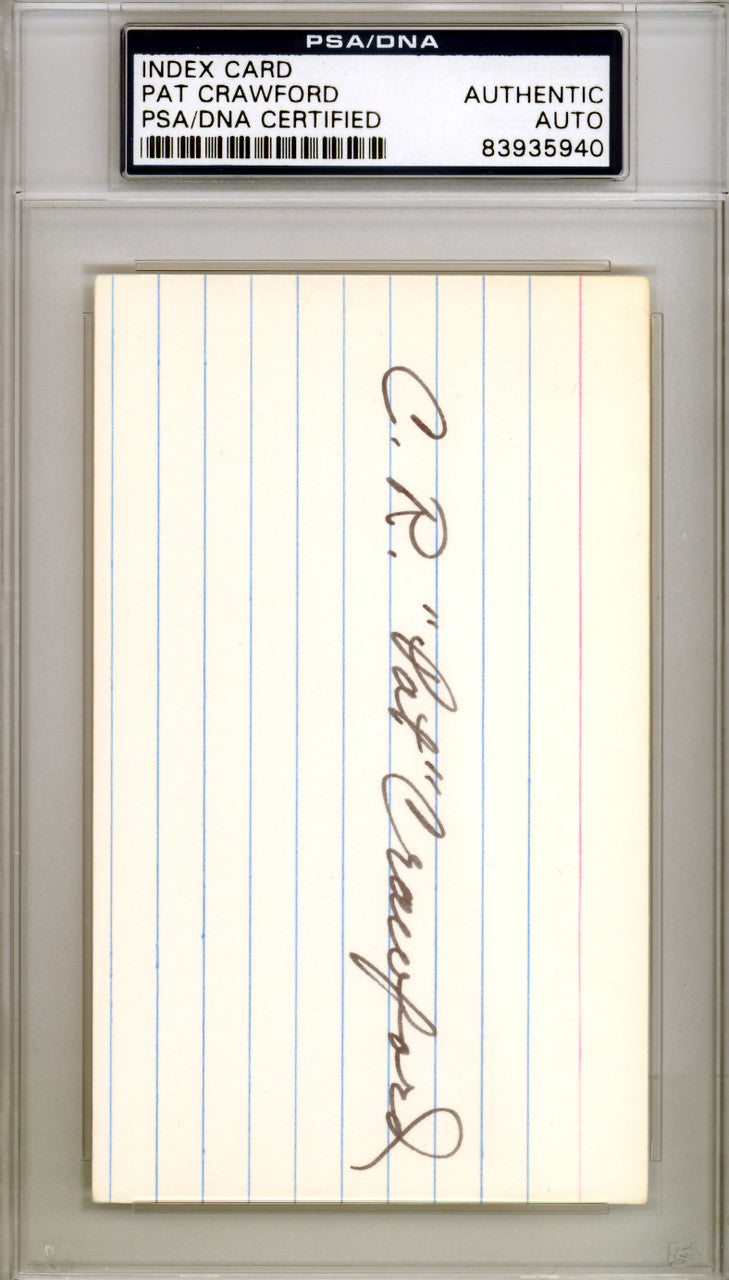 Pat Crawford Autographed 3x5 Index Card St. Louis Cardinals PSA/DNA #83935940