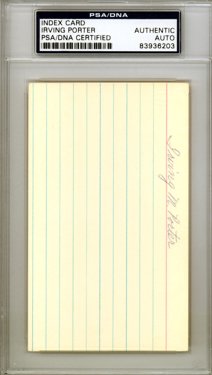 Irving Irv Porter Autographed 3x5 Index Card Chicago White Sox PSA/DNA #83936203