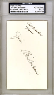 Jim Brideweser Autographed 3x5 Index Card New York Yankees "To Tom Best Wishes" PSA/DNA #83960468