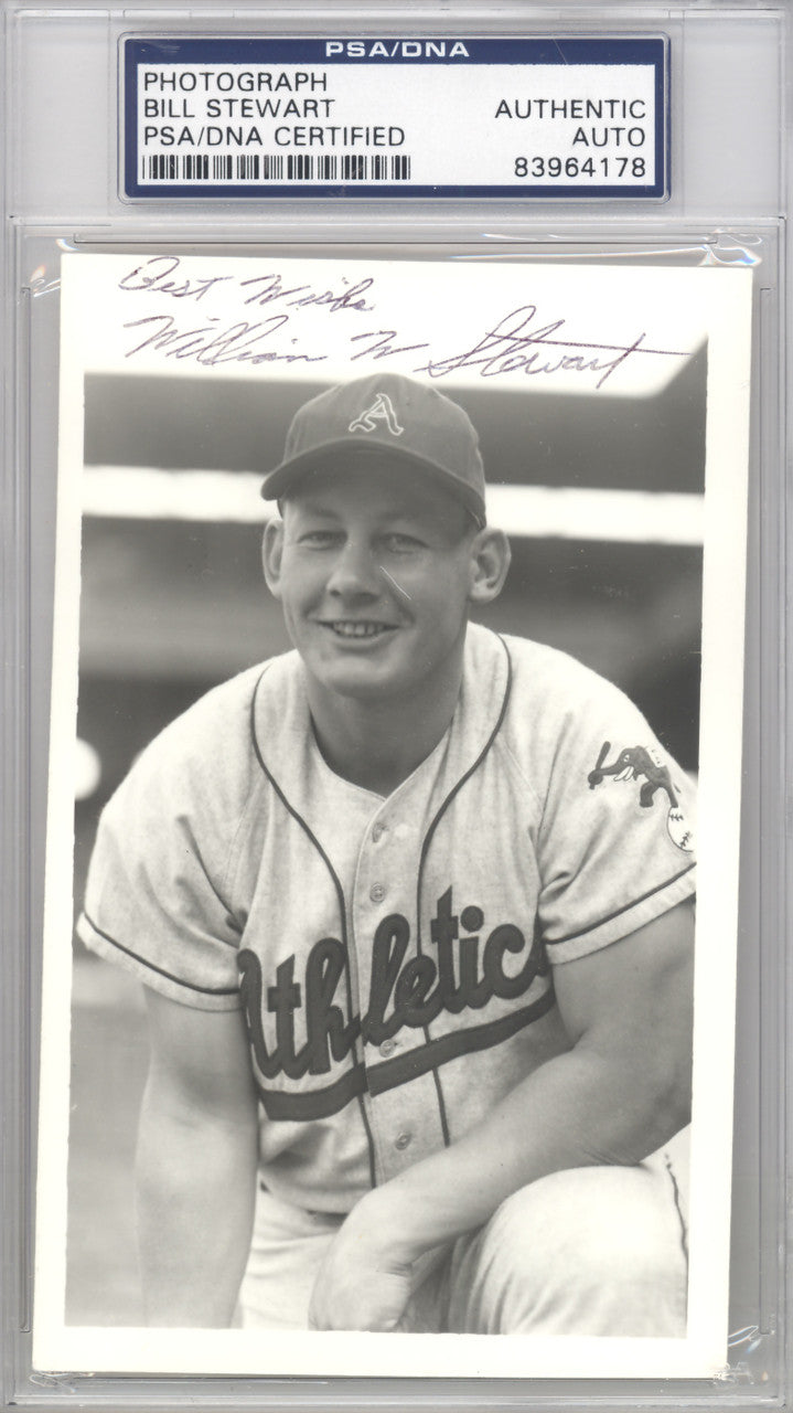 Bill Stewart Autographed 3.5x5.5 Photo Kansas City A's PSA/DNA #83964178