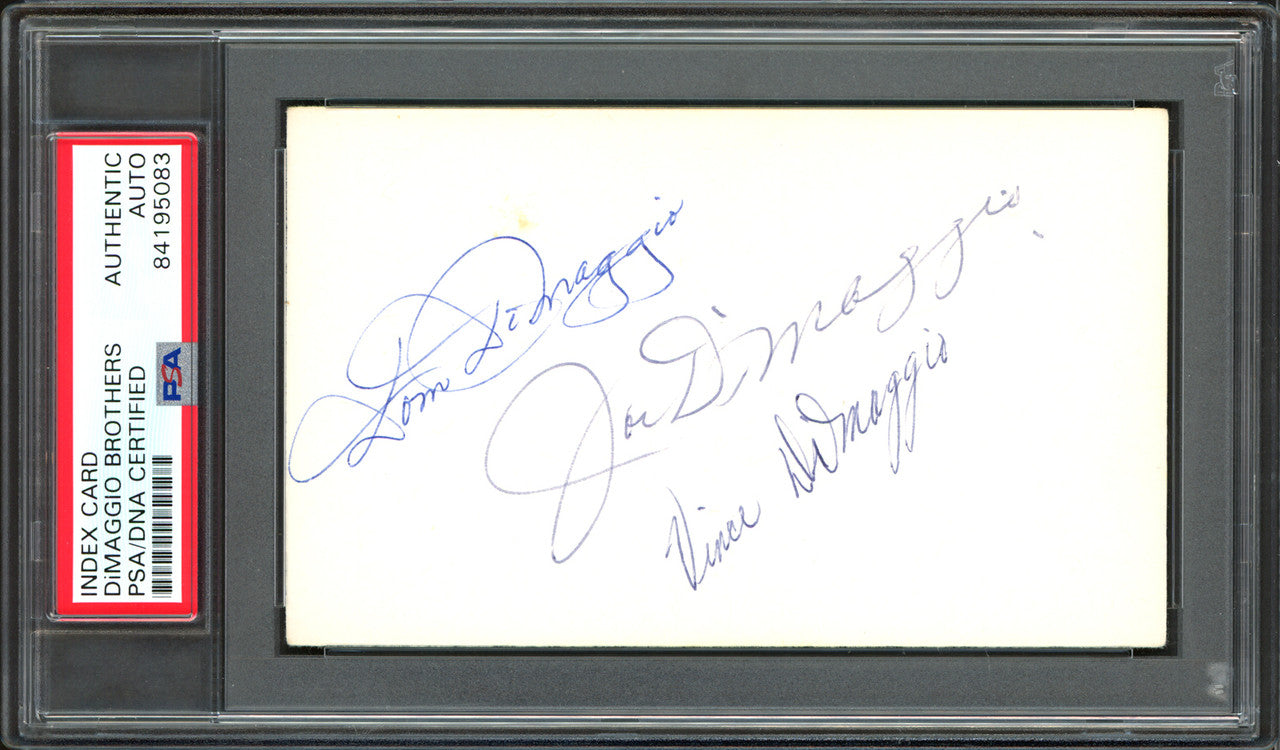 Joe DiMaggio, Vince DiMaggio & Dom DiMaggio Autographed 3x5 Index Card DiMaggio Brothers PSA/DNA #84195083