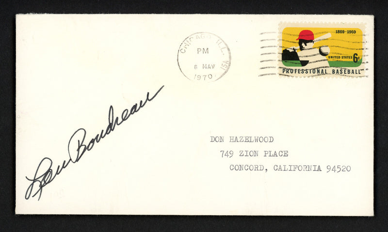 Lou Boudreau Autographed 3.5x6.5 Postal Cover Cleveland Indians SKU #156636