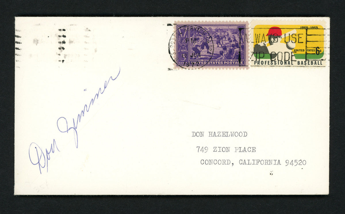 Don Zimmer Autographed 3.5x6.5 Postal Cover New York Yankees SKU #156657