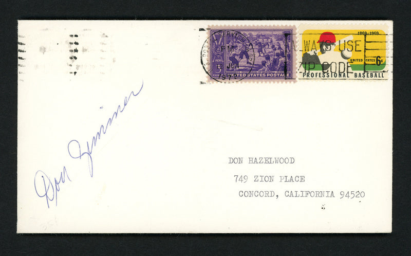 Don Zimmer Autographed 3.5x6.5 Postal Cover New York Yankees SKU #156657