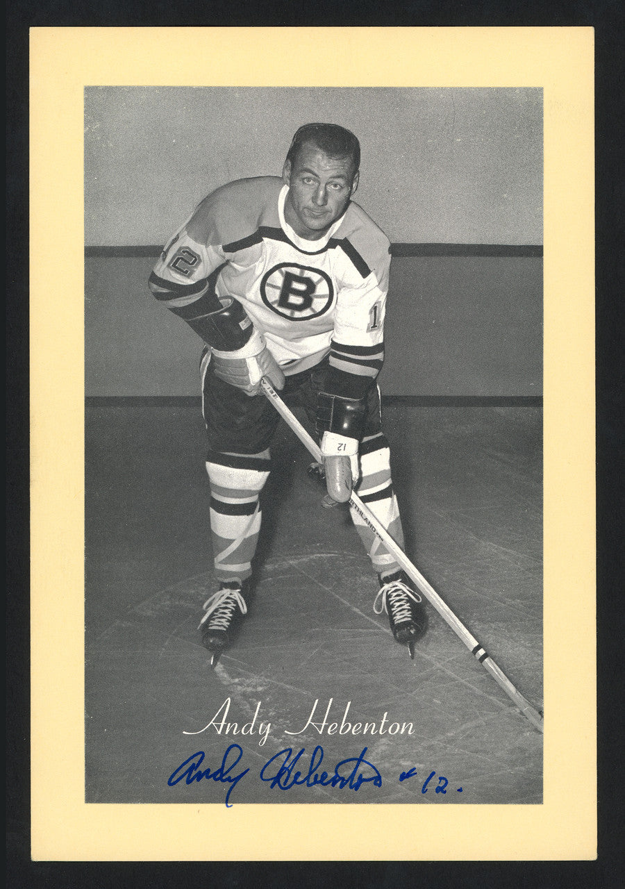 Andy Hebenton Autographed 1944-63 Beehive 4.5x6.5 Photo Boston Bruins SKU #160637