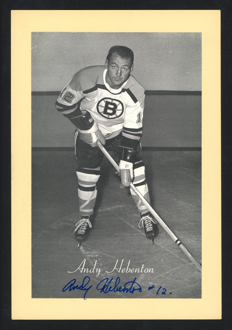 Andy Hebenton Autographed 1944-63 Beehive 4.5x6.5 Photo Boston Bruins SKU #160637