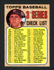 Jim Hardin Autographed 1968 Topps Checklist Card #192 Baltimore Orioles SKU #165347