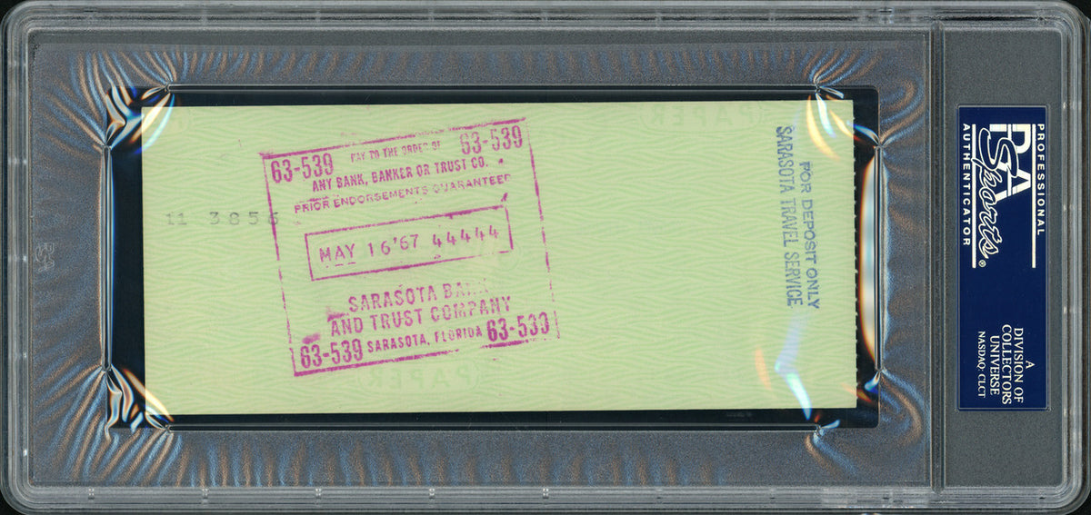 Heinie Manush Autographed Check Detroit Tigers PSA/DNA Stock #99220
