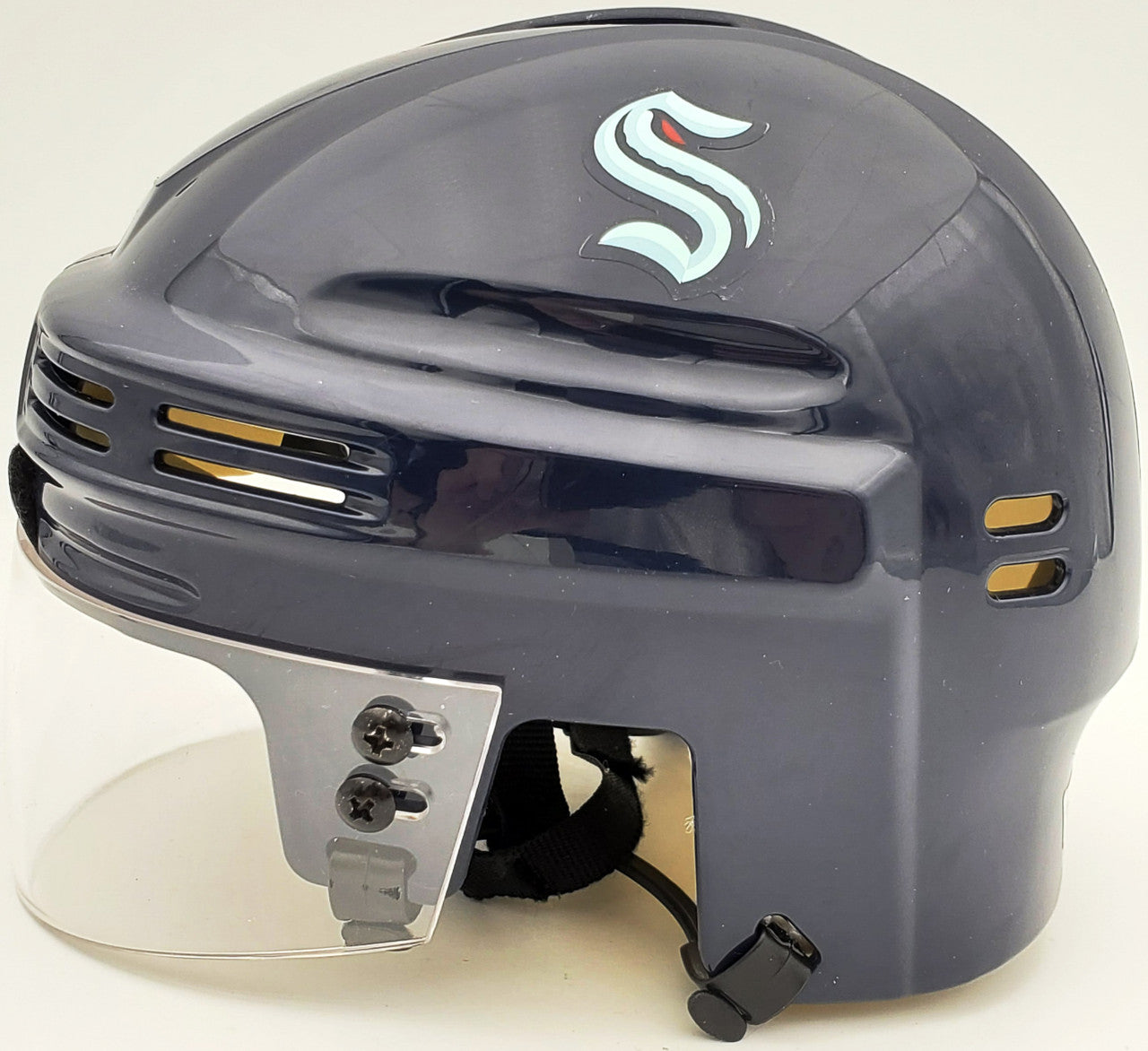 Morgan Geekie Autographed Seattle Kraken Blue Mini Helmet Fanatics Holo Stock #197085