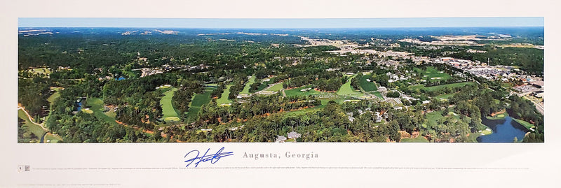 Hideki Matsuyama Autographed Framed 12x36 Panoramic Photo Augusta 2021 Masters Beckett BAS Stock #201283
