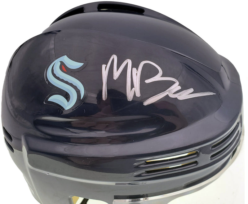 Matty Beniers Autographed Seattle Kraken Blue Mini Helmet Fanatics Holo Stock #197214