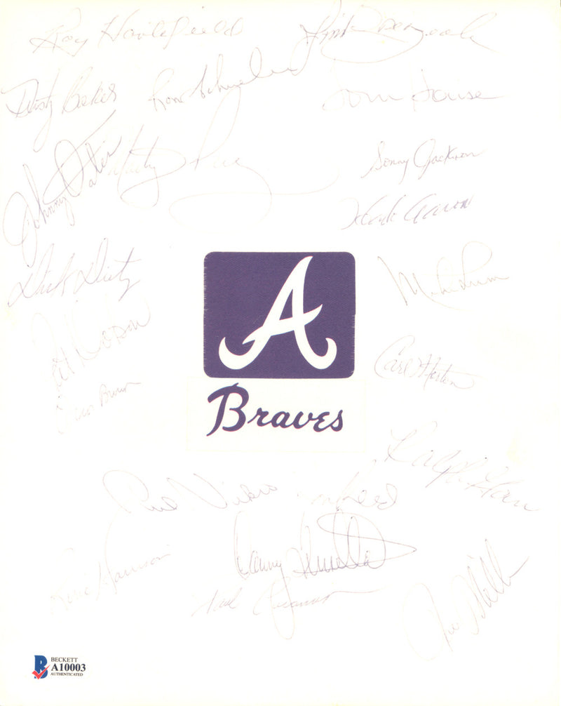 1973 Atlanta Braves Autographed 8x10 Cut Signature With 21 Total Signatures Including Hank Aaron Beckett BAS #A10003