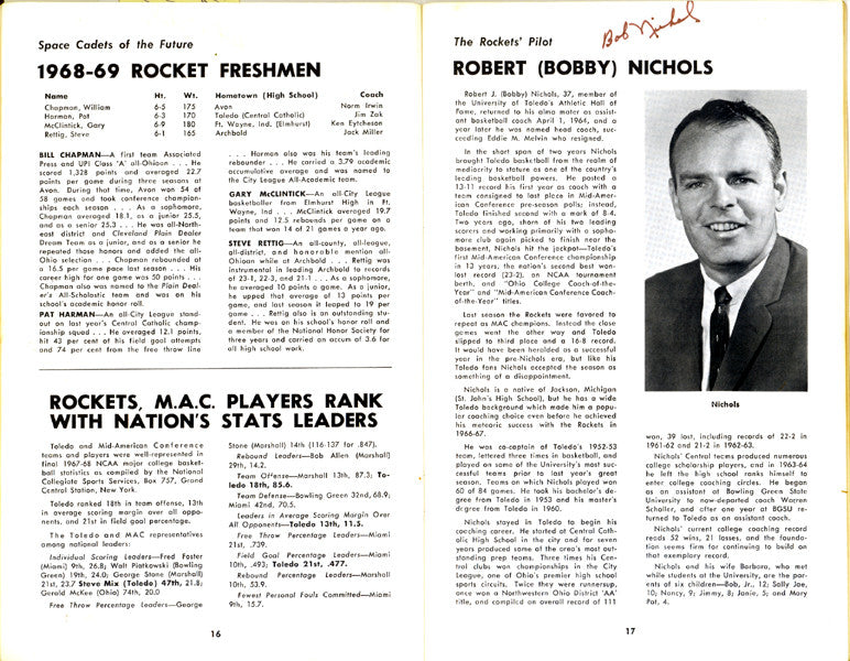 1968-1969 University of Toledo Autographed Press Guide With 15 Total Signatures Including John Brisker & Steve Mix PSA/DNA #AB06816