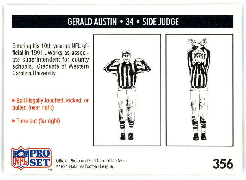 Gerald Austin Autographed 1991 Pro Set Card #356 NFL Official SKU #145998
