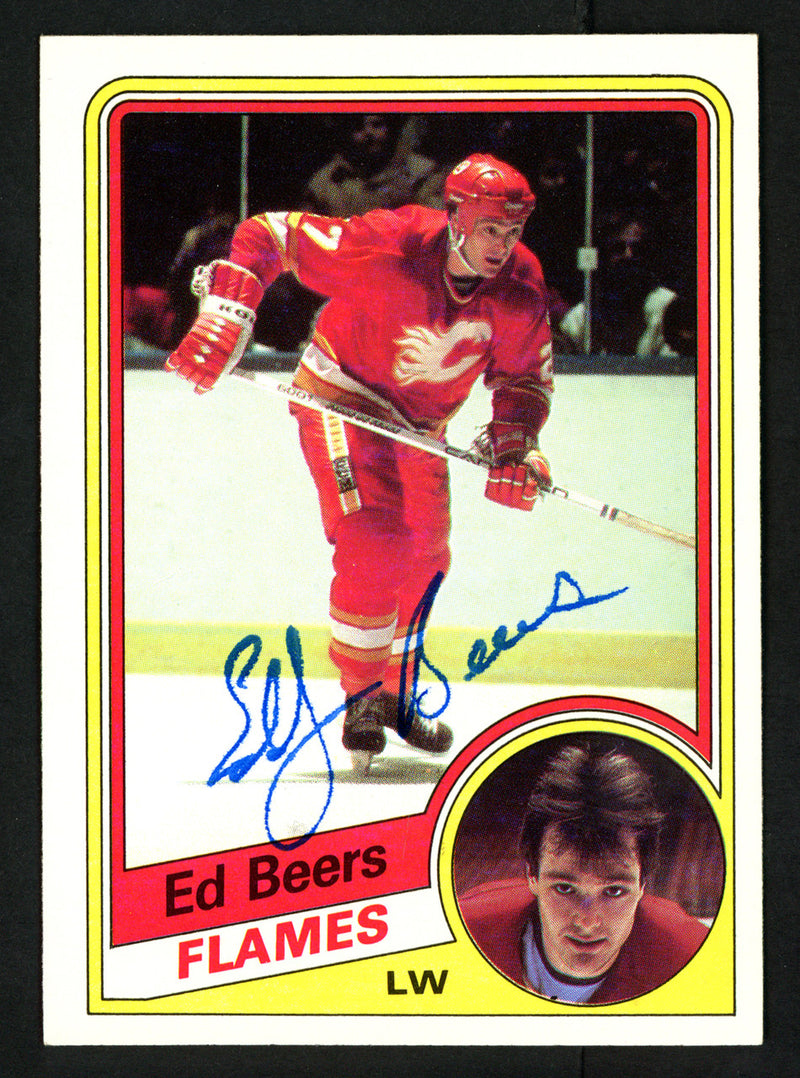 Ed Beers Autographed 1984-85 Topps Card #24 Calgary Flames SKU #152050
