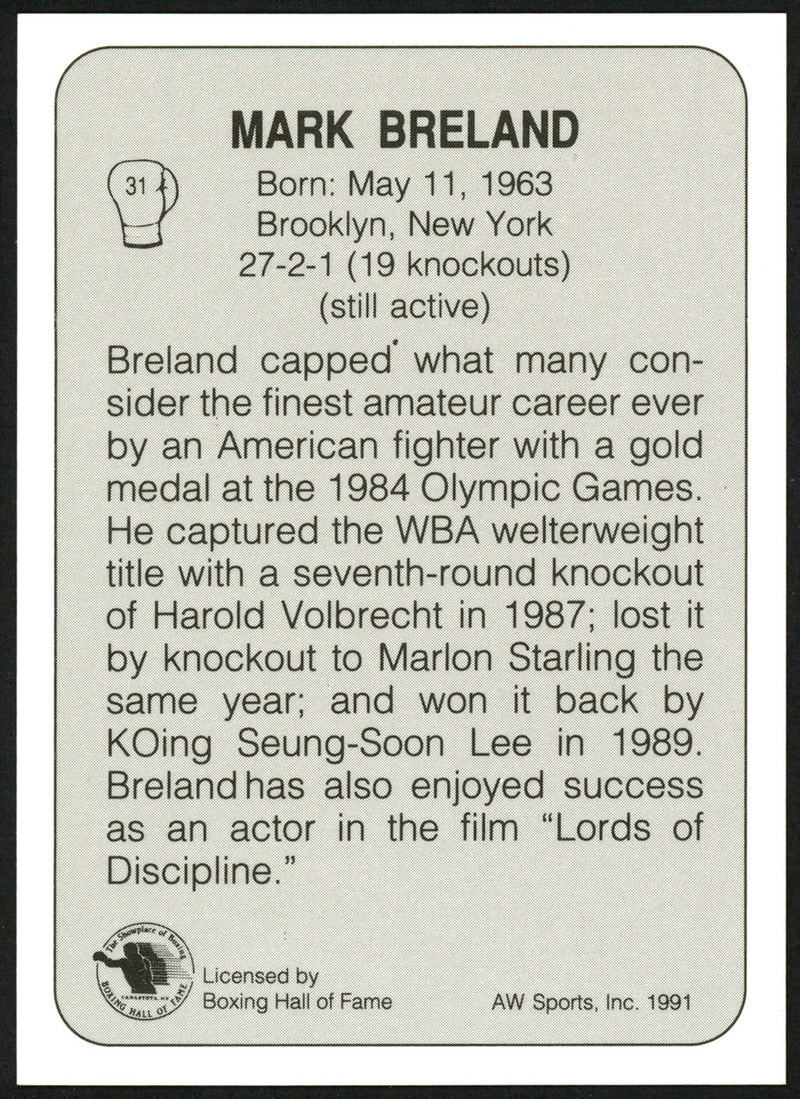 Mark Breland Autographed 1991 All World Card "84 Gold" SKU #148215