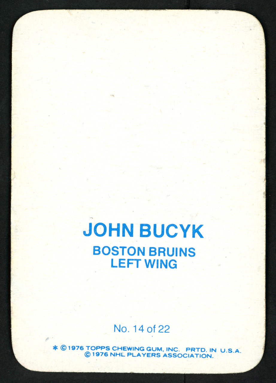 John "Johnny" Bucyk Autographed 1976-77 Topps Glossy Card #14 Boston Bruins SKU #151894