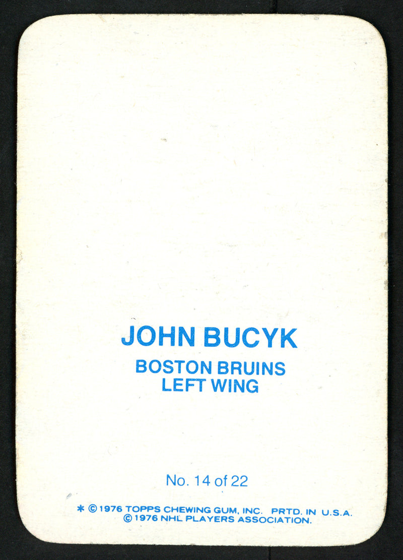 John "Johnny" Bucyk Autographed 1976-77 Topps Glossy Card #14 Boston Bruins SKU #151894