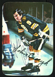 John "Johnny" Bucyk Autographed 1976-77 Topps Glossy Card #14 Boston Bruins SKU #151894