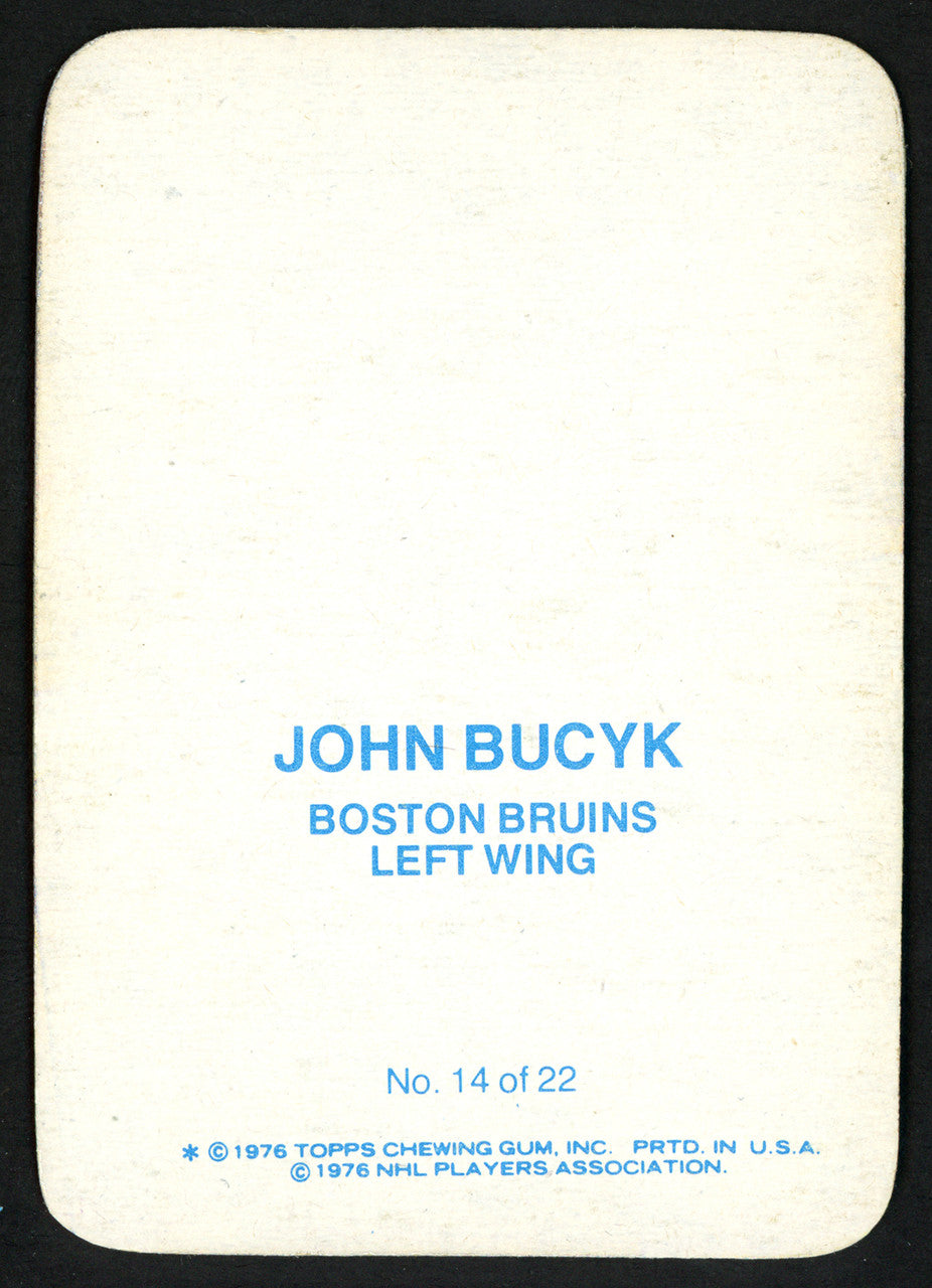 John "Johnny" Bucyk Autographed 1976-77 Topps Glossy Card #14 Boston Bruins SKU #151893