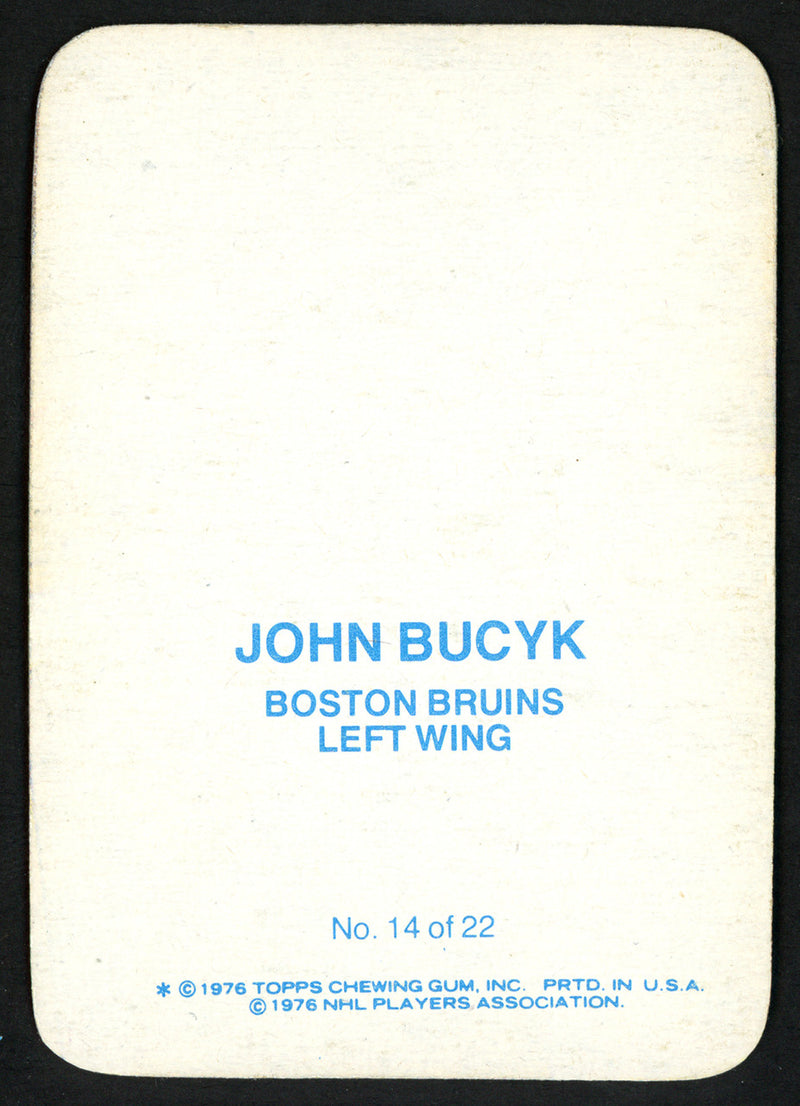John "Johnny" Bucyk Autographed 1976-77 Topps Glossy Card #14 Boston Bruins SKU #151893