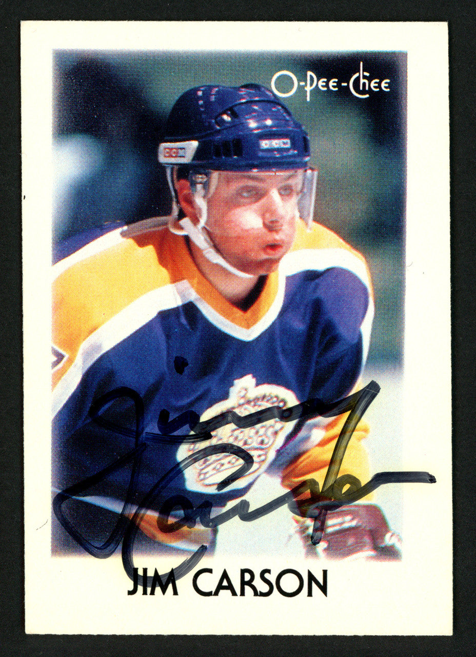 Jimmy Carson Autographed 1987-88 O-Pee-Chee Mini Rookie Card #6 Los Angeles Kings SKU #149929