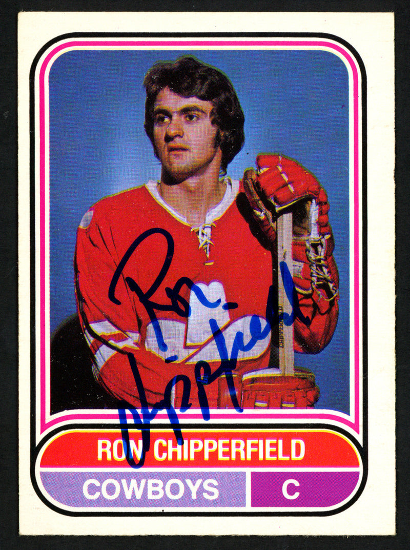 Ron Chipperfield Autographed 1975-76 WHA O-Pee-Chee Card #4 Calgary Cowboys SKU #151392