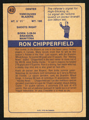 Ron Chipperfield Autographed 1974-75 WHA O-Pee-Chee Card #42 Vancouver Blazers SKU #151915