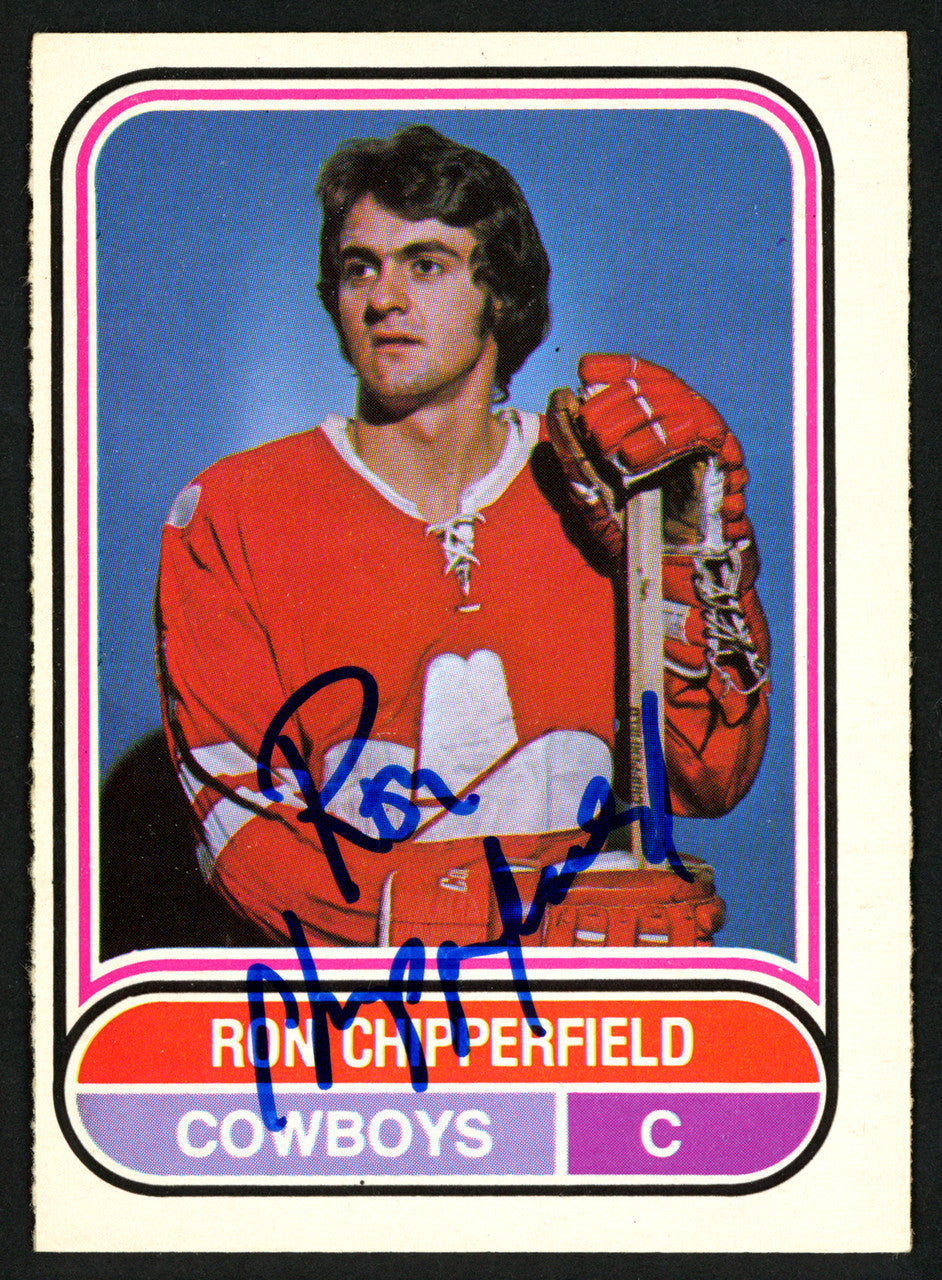 Ron Chipperfield Autographed 1975-76 WHA O-Pee-Chee Card #4 Calgary Cowboys SKU #151391
