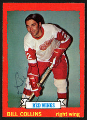Bill Collins Autographed 1973-74 Topps Card #158 Detroit Red Wings SKU #149988