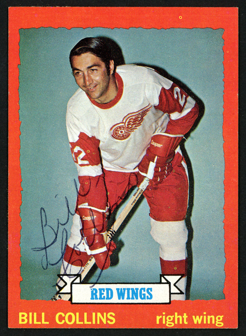 Bill Collins Autographed 1973-74 Topps Card #158 Detroit Red Wings SKU #149989