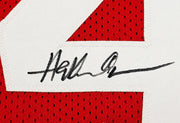 Houston Rockets Hakeem Olajuwon Autographed Framed Red Jersey JSA Stock #265449