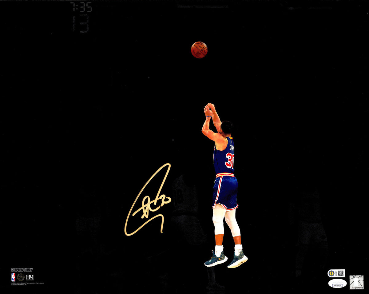 Stephen Curry Autographed Framed 16x20 Photo Golden State Warriors Spotlight JSA Stock #265809