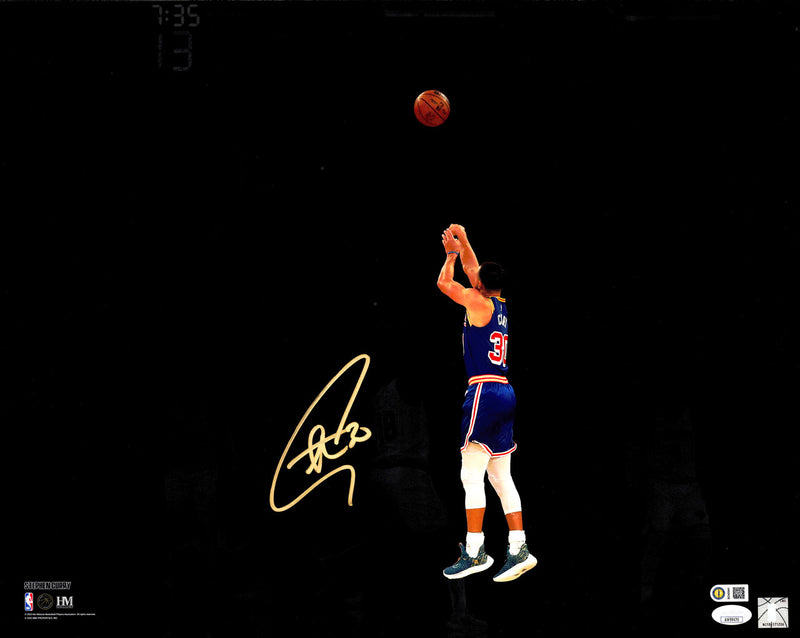 Stephen Curry Autographed Framed 16x20 Photo Golden State Warriors Spotlight JSA Stock #265809