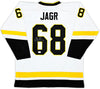 Pittsburgh Penguins Jaromir Jagr Autographed White Jersey Beckett BAS Witness Stock #220681