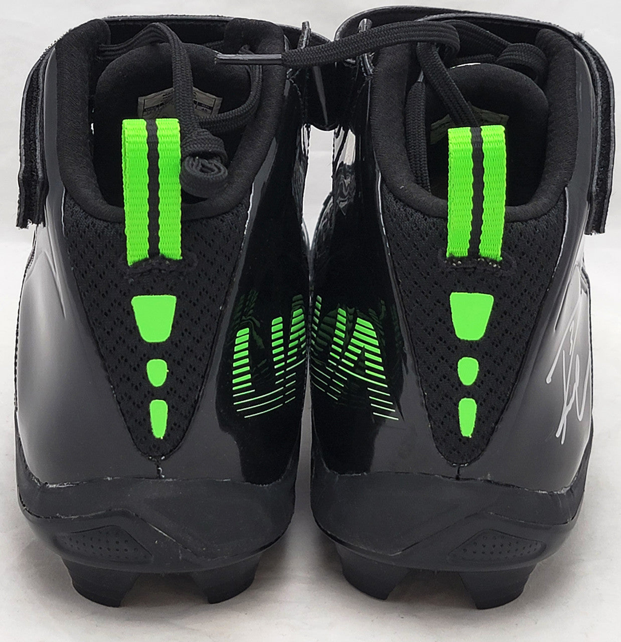 Russell Wilson Autographed Black & Green Under Armor Spine Fierce Cleats Seattle Seahawks Size 12.5 RW Holo #42145