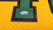 Seattle Supersonics Shawn Kemp Autographed 1994-95 Mitchell & Ness Hardwood Classics Yellow Jersey Size XXL (Signed Twice) MCS Holo #93506