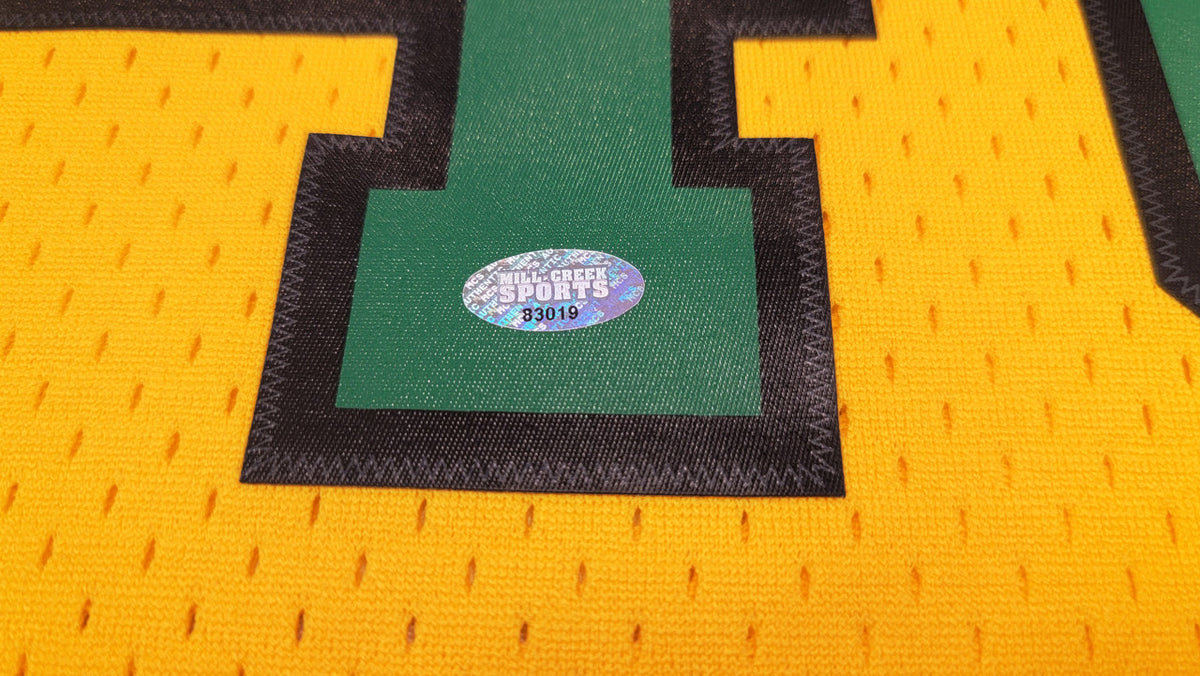 Seattle Supersonics Shawn Kemp Autographed 1994-95 Mitchell & Ness Hardwood Classics Yellow Jersey Size XXL (Signed Twice) MCS Holo #93506