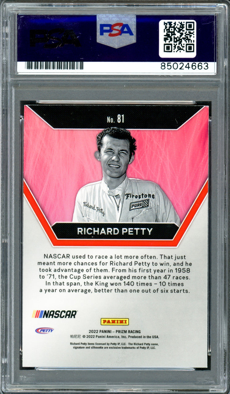 Richard Petty Autographed 2022 Panini Prizm Card #81 PSA/DNA #85024663