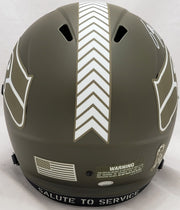 Tyler Lockett Autographed Seattle Seahawks Army Green Salute To Service Full Size Replica Speed Helmet MCS Holo Stock #209184