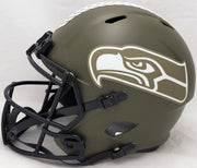 Tyler Lockett Autographed Seattle Seahawks Army Green Salute To Service Full Size Replica Speed Helmet MCS Holo Stock #209184