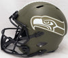 Tyler Lockett Autographed Seattle Seahawks Army Green Salute To Service Full Size Replica Speed Helmet MCS Holo Stock #209184