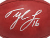 Tyler Lockett Autographed Official NFL Leather Colored Shield Football Seattle Seahawks MCS Holo Stock #209206