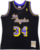 Los Angeles Lakers Shaquille Shaq O'Neal Autographed Black Authentic Mitchell & Ness 1996-97 HWC Swingman Jersey Size XL Beckett BAS Witness Stock #235511