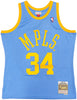 Los Angeles Lakers Shaquille Shaq O'Neal Autographed Baby Blue Authentic Mitchell & Ness 2001-02 HWC Swingman Jersey Size L Beckett BAS Witness Stock #235515